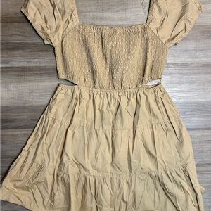 Tan Short Sleeve Dress